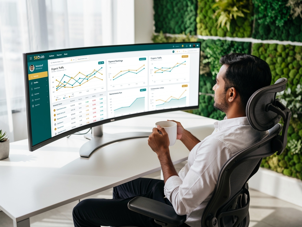 Dashboard de análisis SEO mostrando evolución de visibilidad online